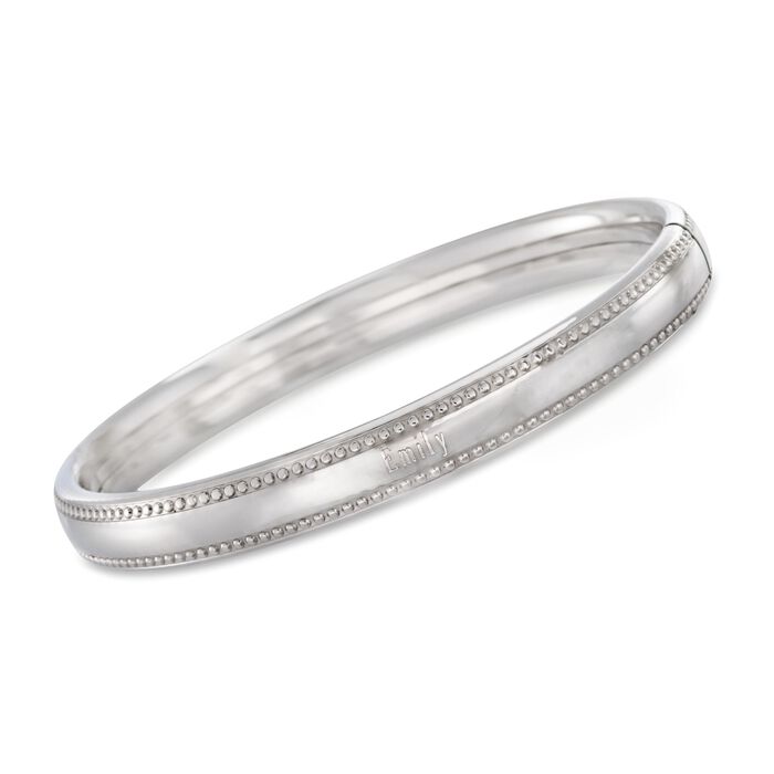 Sterling Silver Personalized Beaded Edge Bangle