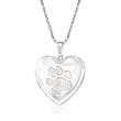 Paw Print Pet Memorial and Photo Locket Pendant Necklace in Sterling Silver