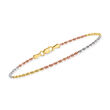 1.75mm 14kt Tri-Colored Gold Rope-Chain Bracelet