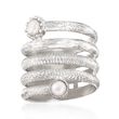 4mm Cultured Pearl Spiral Ring in Sterling Silver