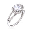 1.90 Carat Synthetic Moissanite Solitaire and .25 ct. t.w. Diamond Engagement Ring in 14kt White Gold