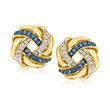 .40 ct. t.w. Sapphire and .10 ct. t.w. Diamond Love Knot Earrings in 18kt Gold Over Sterling