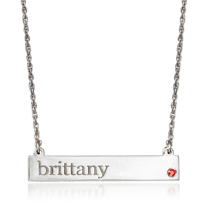 Sterling Silver Personalized Name Necklace with Birthstone Accent