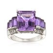 7.40 ct. t.w. Amethyst and .10 ct. t.w. Zircon Ring in Sterling Silver