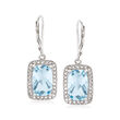 6.75 ct. t.w. Sky Blue Topaz and .90 ct. t.w. White Zircon Drop Earrings in Sterling Silver