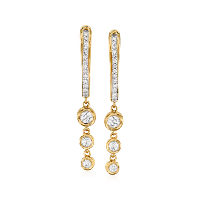 .29 ct. t.w. Graduated Bezel-Set Diamond Drop Earrings in 14kt Yellow Gold