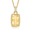 C. 1990 Vintage 19.00 Carat Yellow Beryl and 1.15 ct. t.w. Diamond Pendant Necklace in 18kt Yellow Gold