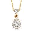 C. 1990 Vintage .50 ct. t.w. Diamond Cluster Pendant Necklace in 14kt Yellow Gold