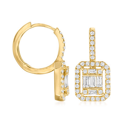 1.09 ct. t.w. Diamond Cluster Drop Earrings in 14kt Yellow Gold