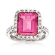 6.50 Carat Pink Topaz and .25 ct. t.w. Diamond Ring in Sterling Silver