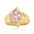 C. 1980 Vintage 2.40 Carat Kunzite and .12 ct. t.w. White Sapphire Ring in 10kt Yellow Gold