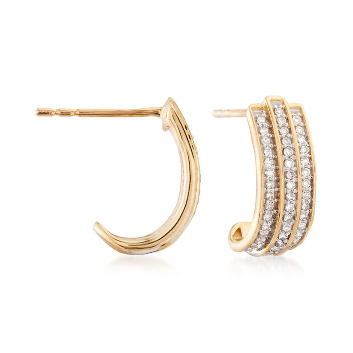 .20 ct. t.w. Diamond J-Hoop Earrings in 14kt Yellow Gold 