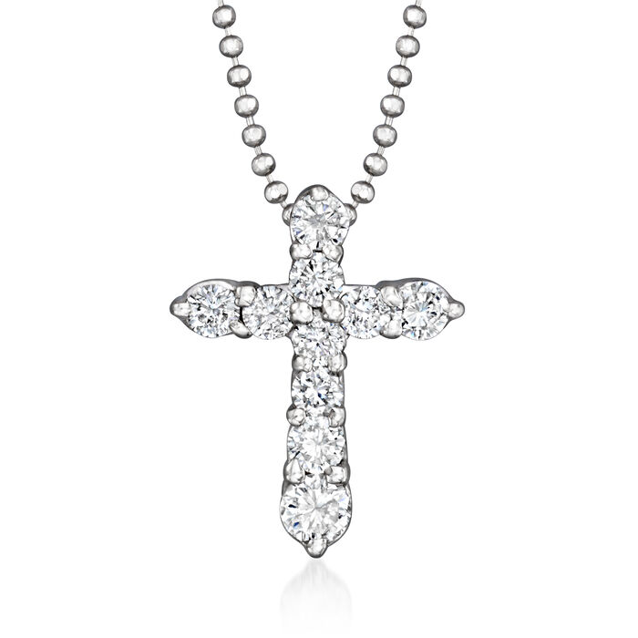 C. 1990 Vintage .54 ct. t.w. Diamond Cross Necklace in Platinum