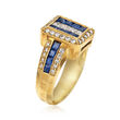 C. 1990 Vintage 1.75 ct. t.w. Sapphire and 1.10 ct. t.w. Diamond Ring in 18kt Yellow Gold