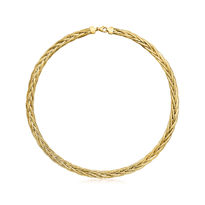 Italian 14kt Yellow Gold Braided Mesh Necklace