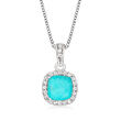 Turquoise Pendant Necklace with .20 ct. t.w. White Topaz in Sterling Silver