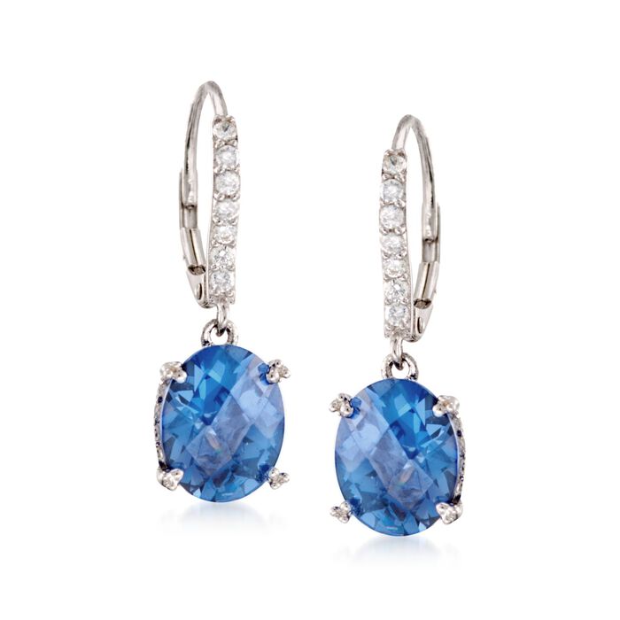 Oval Simulated Tanzanite and .38 ct. t.w. CZ Earrings in Sterling Silver