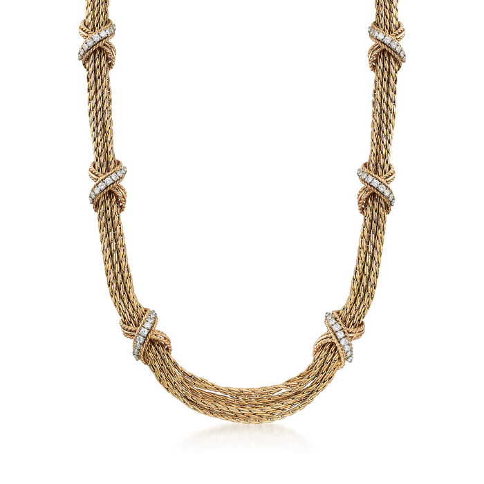 C. 1980 Vintage Tiffany Jewelry 2.40 ct. t.w. Diamond Multi-Strand Necklace in 14kt Yellow Gold