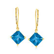 6.25 ct. t.w. London Blue Topaz Drop Earrings in 14kt Yellow Gold