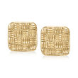 C. 1980 Vintage 14kt Yellow Gold Basketweave Puffed Square Earrings