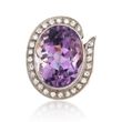 C. 1970 Vintage 23.00 Carat Amethyst and .75 ct. t.w. Diamond Ring in 18kt Two-Tone Gold