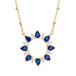 1.30 ct. t.w. Sapphire and .55 ct. t.w. Diamond Sun Necklace in 14kt Yellow Gold