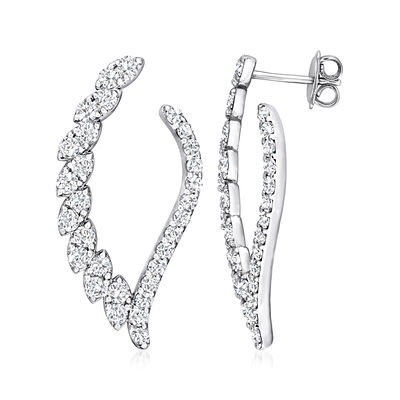3.05 ct. t.w. Diamond V-Shaped Drop Earrings in 14kt White Gold