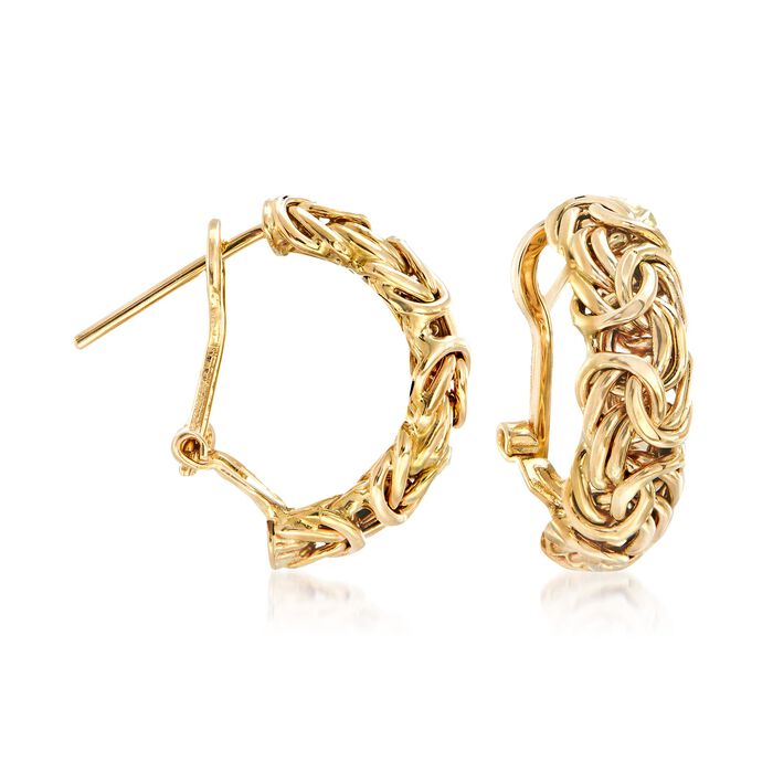 14kt Yellow Gold Byzantine Omega Hoop Earrings. 3/4&quot; | Ross-Simons
