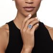 C. 1970 Vintage 1.40 Carat Aquamarine and .65 ct. t.w. Sapphire Ring with .50. ct. t.w. Diamonds in Platinum