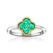 .30 ct. t.w. Emerald Floral Ring in Sterling Silver and 14kt Yellow Gold