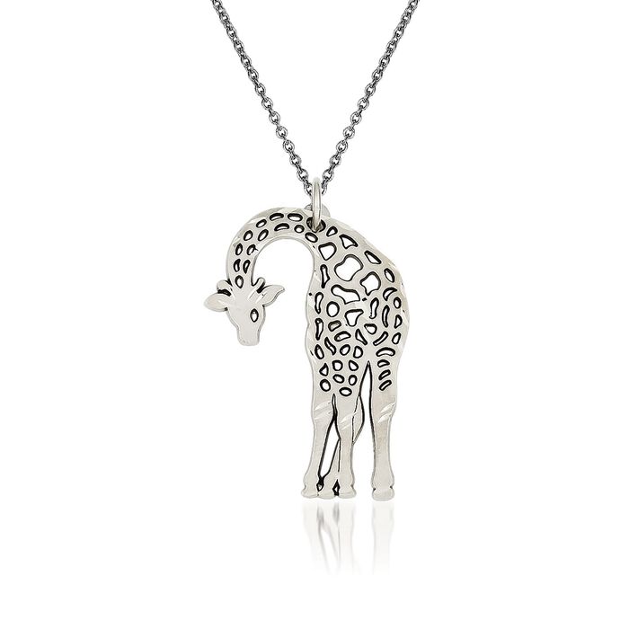 14kt White Gold Giraffe Pendant Necklace