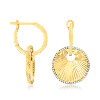 .32 ct. t.w. Diamond Hoop Disc Drop Earrings in 18kt Yellow Gold