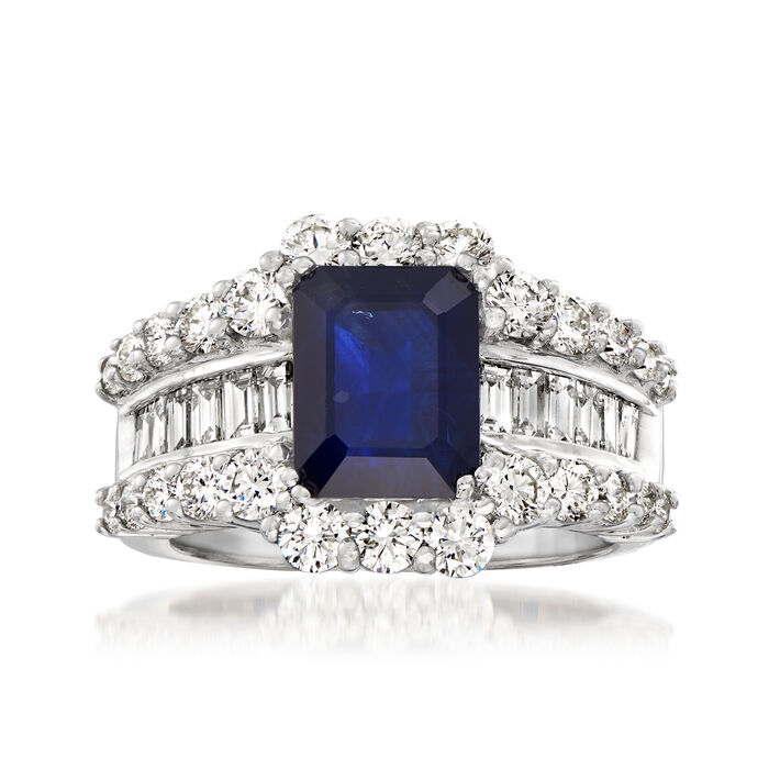 2.60 Carat Sapphire and 2.12 ct. t.w. Diamond Ring in 14kt White Gold