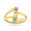 Personalized Bypass Ring in 14kt Gold  2 to 4 Birthstones