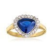 C. 1980 Vintage 1.45 Carat Sapphire and .20 ct. t.w. Diamond Ring in 14kt Yellow Gold