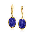13.00 ct. t.w. Sapphire Drop Earrings in 18kt Gold Over Sterling
