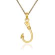 14kt Yellow Gold Fish Hook Pendant Necklace