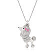 Italian Sterling Silver Poodle Pendant Necklace with Multicolored Enamel
