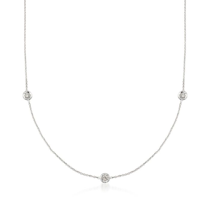 Roberto Coin .15 ct. t.w. Diamond Station Necklace in 18kt White Gold