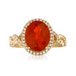 Fire Opal and .36 ct. t.w. Diamond Ring in 14kt Yellow Gold