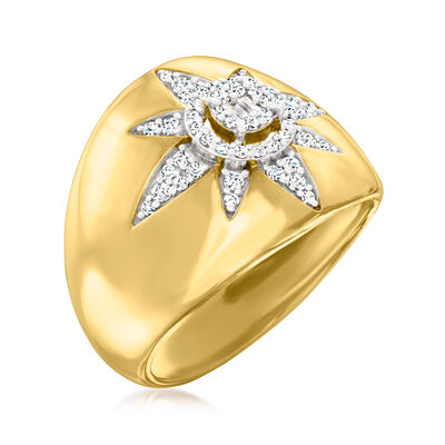 .33 ct. t.w. Diamond Floral Ring in 18kt Gold Over Sterling