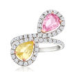 1.30 Carat Yellow Sapphire and 1.20 Carat Pink Sapphire Infinity-Style Ring with .75 ct. t.w. Diamonds in 14kt Two-Tone Gold