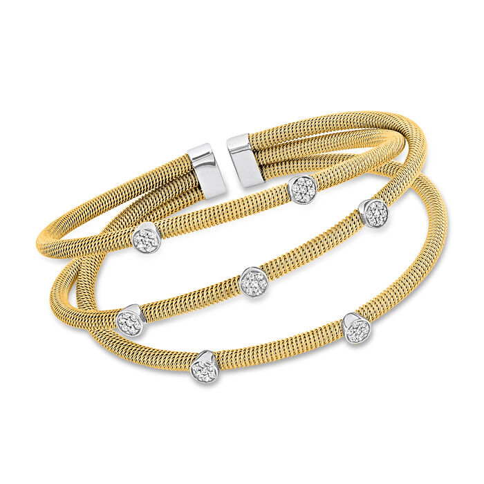.56 ct. t.w. Diamond Multi-Strand Bangle Bracelet in 14kt Yellow Gold with 14kt White Gold