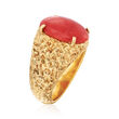 C. 1970 Vintage Coral Ring in 14kt Yellow Gold