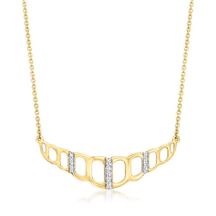 Judith Ripka &quot;Selvaggia&quot; .12 ct. t.w. Diamond Open-Station Necklace in 14kt Yellow Gold
