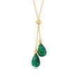 7.00 ct. t.w. Emerald Double-Drop Necklace in 14kt Yellow Gold