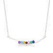 Personalized Bypass Necklace in Sterling Silver - 3 to 7 Birthstones