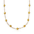 Italian Golden Murano Glass Bead Station Necklace with 18kt Gold Over Sterling