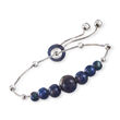 4-9.5mm Graduated Cultured Black Pearl and Sterling Silver Bolo Bracelet