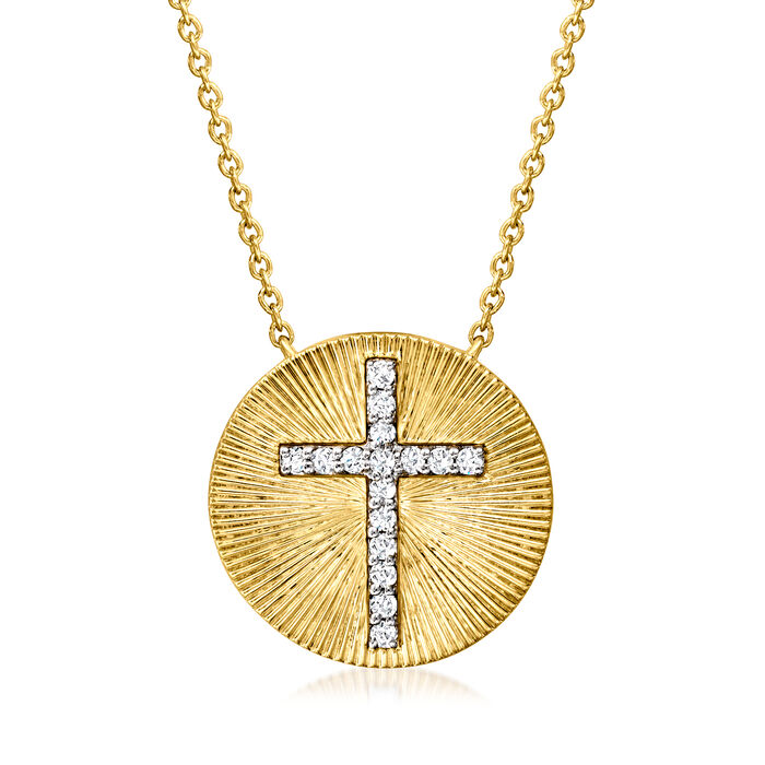 .15 ct. t.w. Diamond Cross Medallion Necklace N 18kt Gold Over Sterling